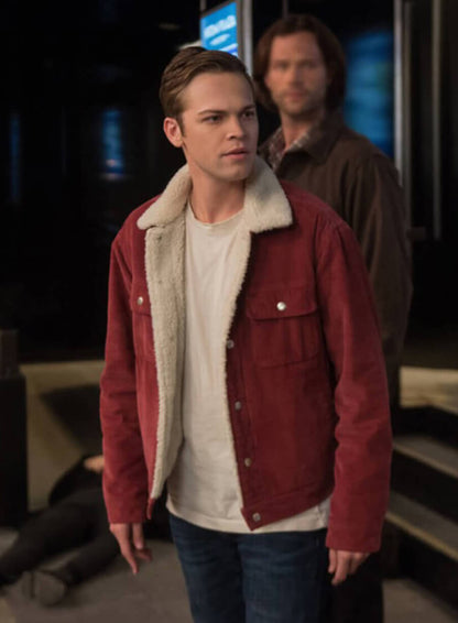 Alexander Calvert Supernatural Jack Red Fur Jacket