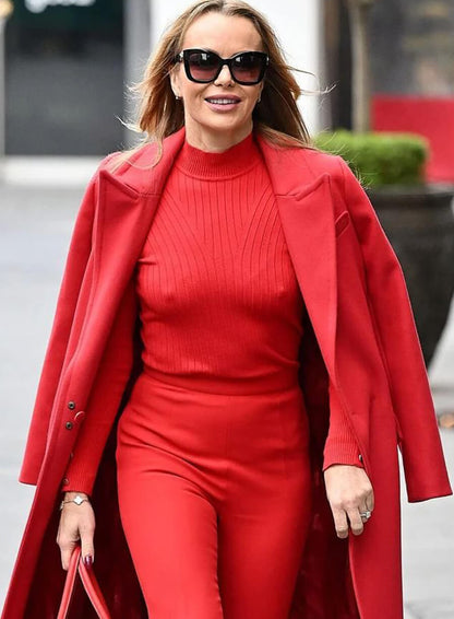 Amanda Holden Red Wool Long Coat