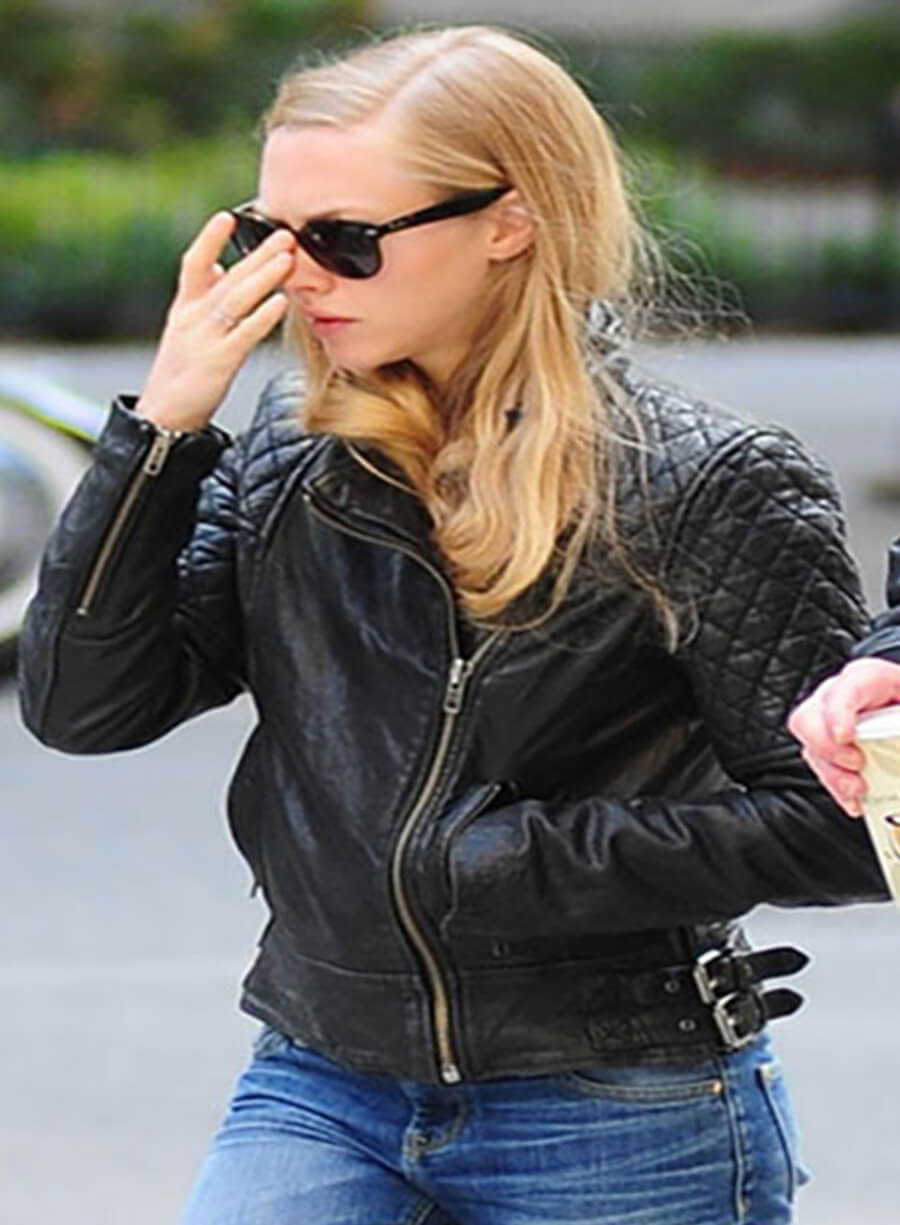 Amanda Seyfried Black Leather Jacket