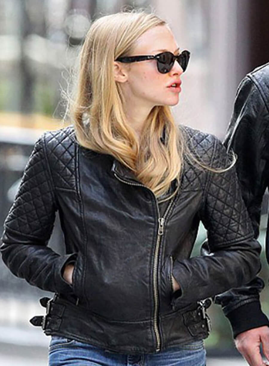 Amanda Seyfried Black Leather Jacket