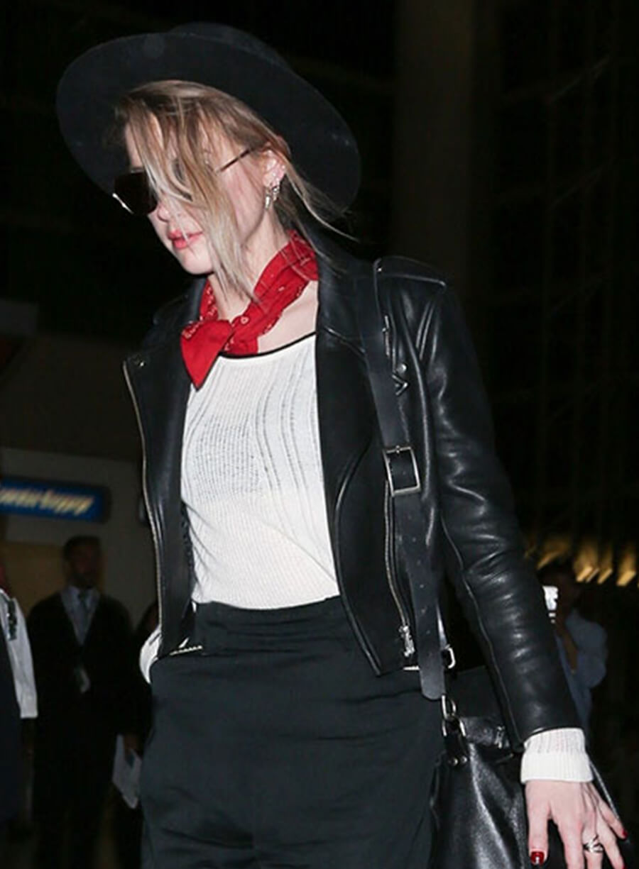 Amber Heard Black Leather Jacket