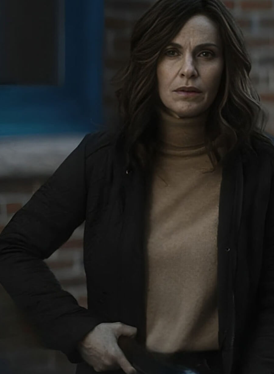 Amy Brenneman The Old Man Tv Series Black Leather Jacket