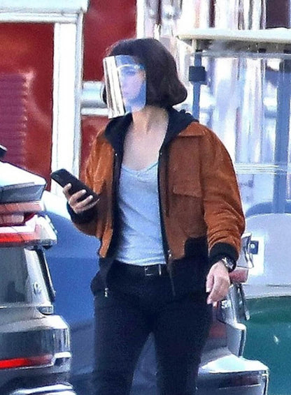 Ana de Armas The Gray Man Suede Leather Jacket