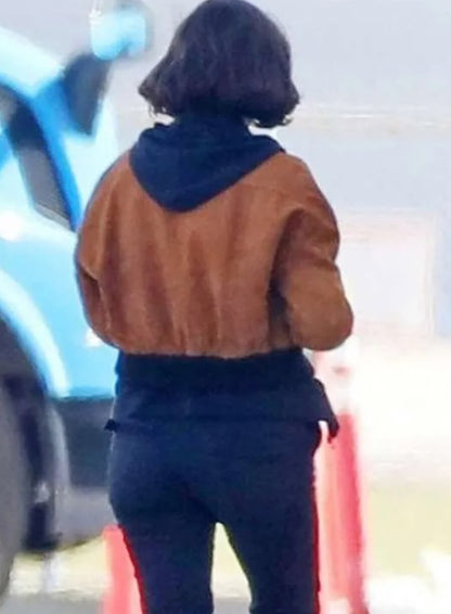 Ana de Armas The Gray Man Suede Leather Jacket