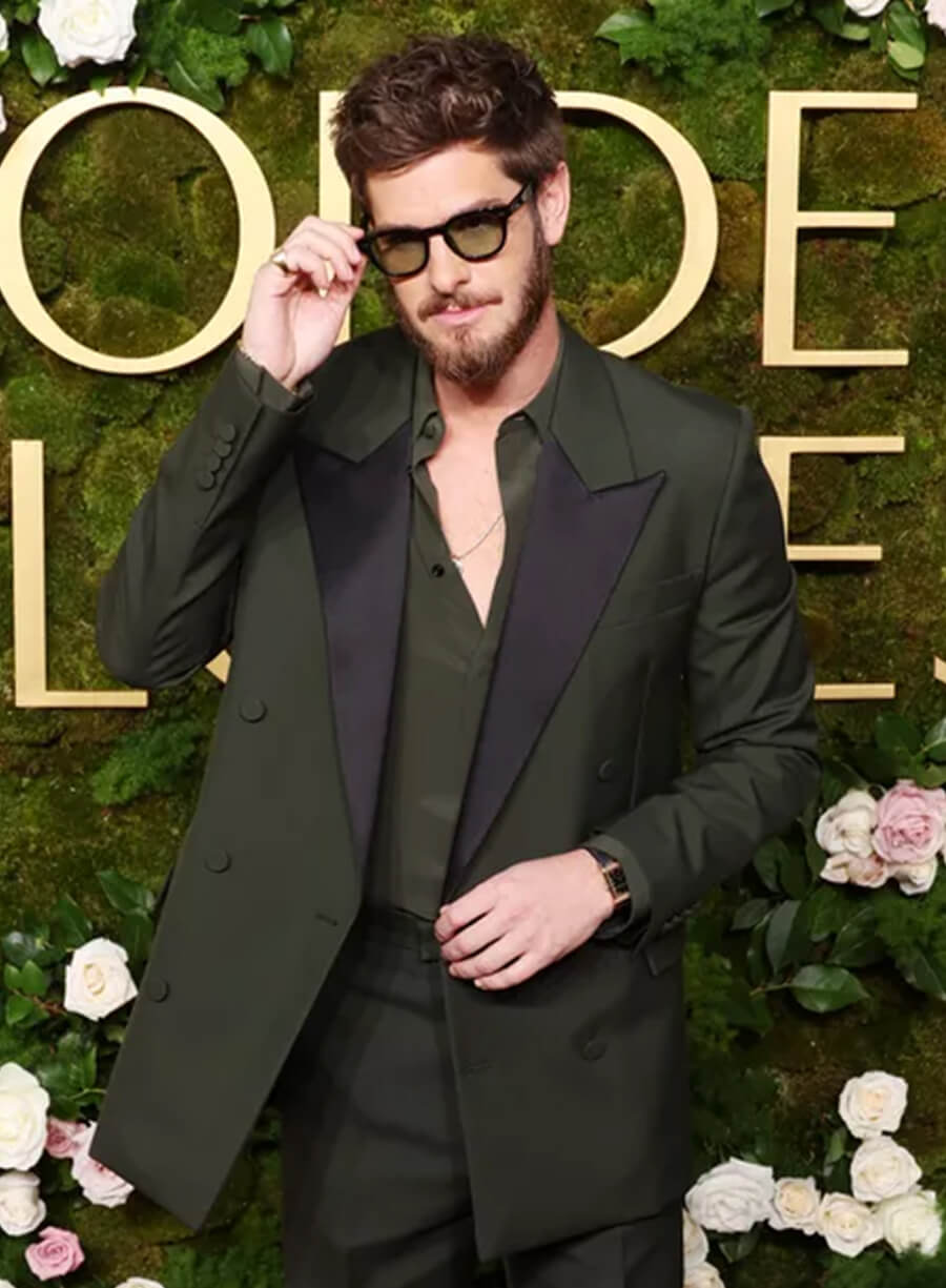 Andrew Garfield Golden Globes 2025 Green Blazer LeatherJacketMerchant Andrew Garfield Golden Globes 2025 Green Blazer LeatherJacketMerchant