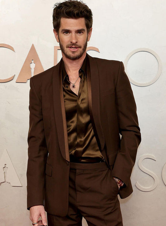 Andrew Garfield Oscars Red Carpet 2025 Brown Blazer