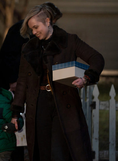 Angourie Rice Mare of Easttown Brown Wool Trench Coat