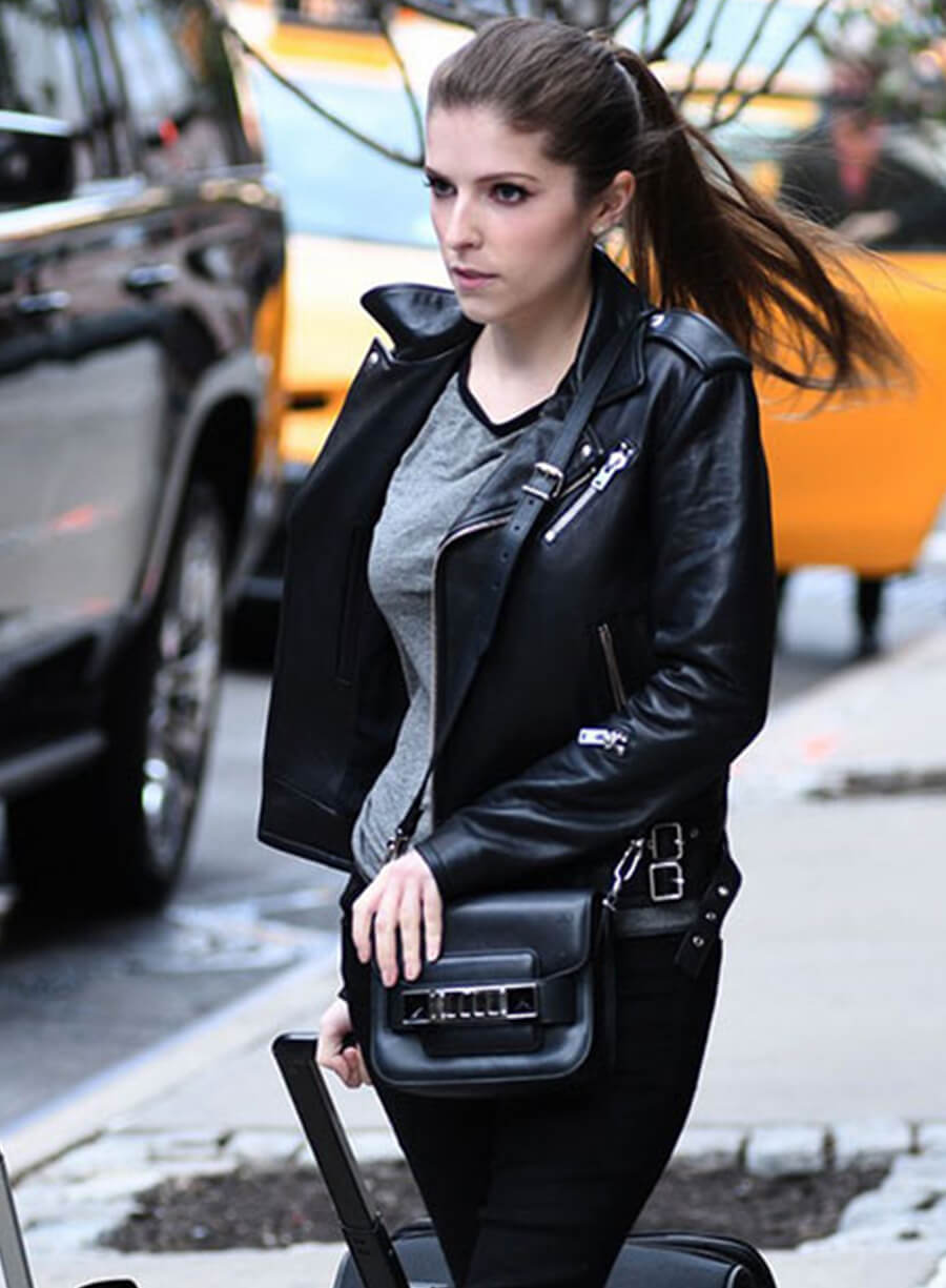Anna Kendrick Black Biker Jacket