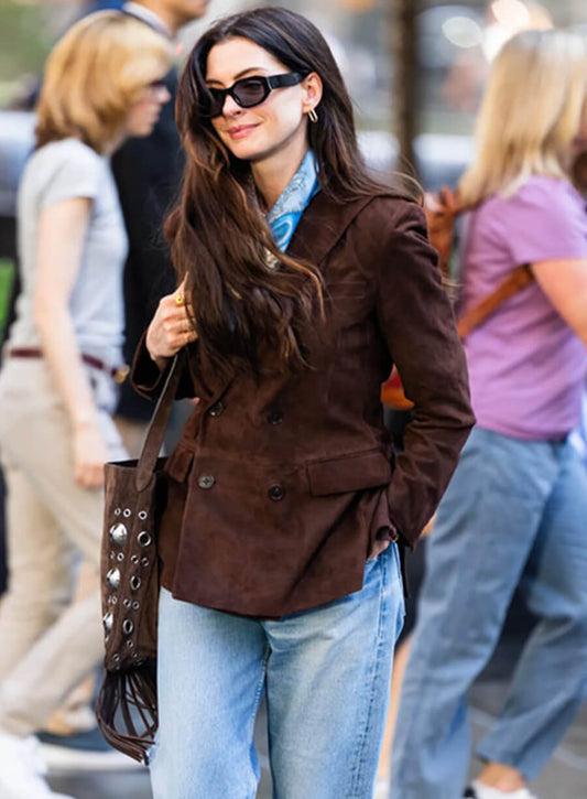 Anne Hathaway The Devil Wears Prada 2 Suede Blazer