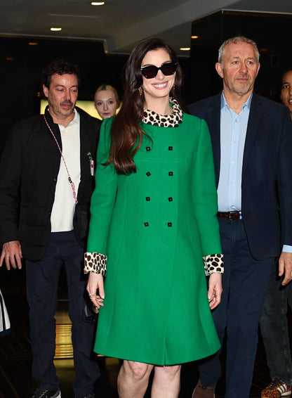 Anne Hathaway The Devil Wears Prada Green Coat