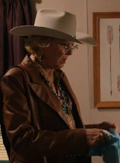 Annette Bening Dutton Ranch 2026 Brown Leather Blazer