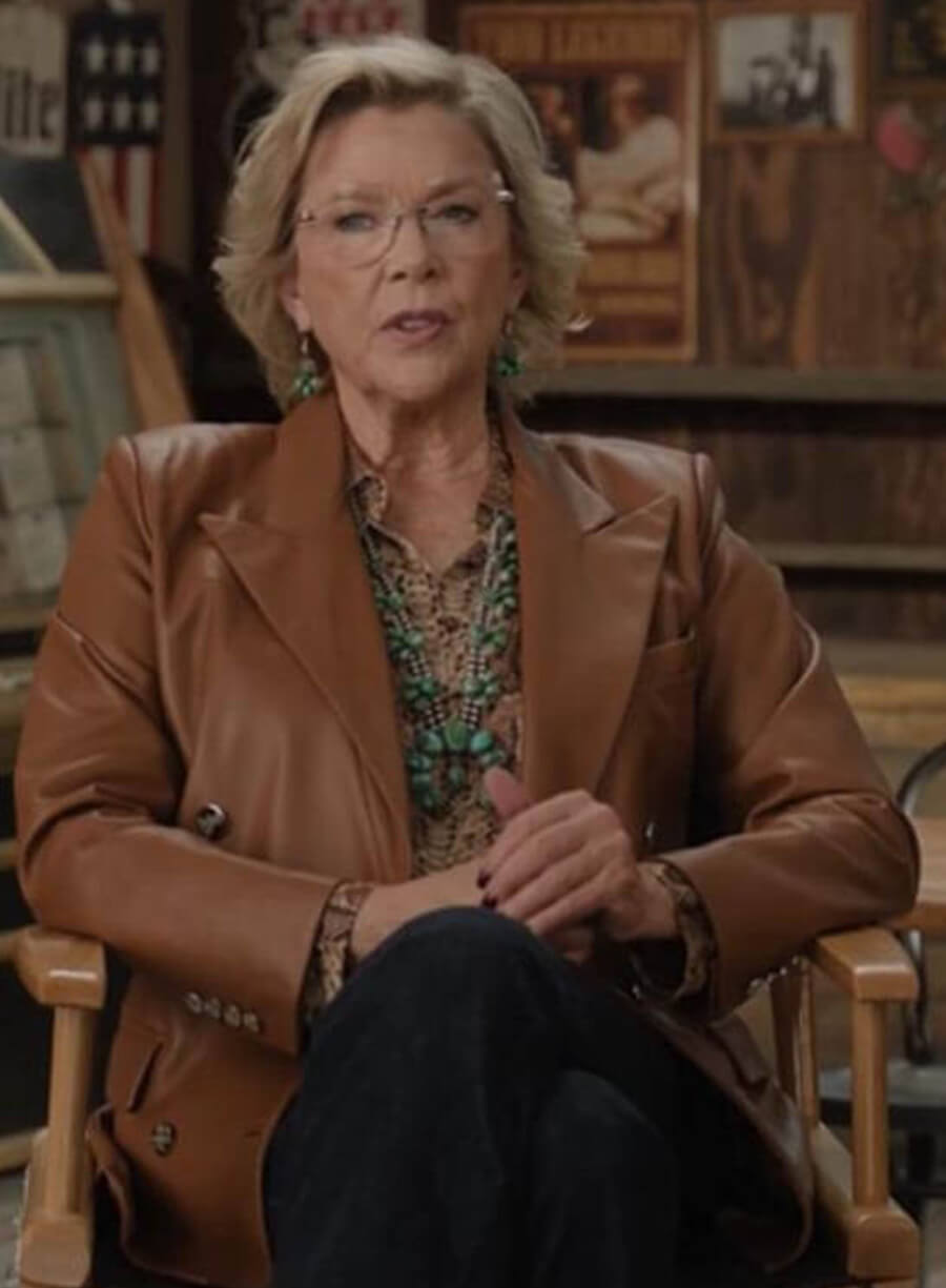 Annette Bening Dutton Ranch 2026 Brown Leather Blazer