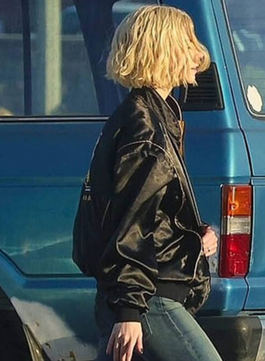 Anya Taylor-Joy Lucky 2026 Black Bomber Jacket