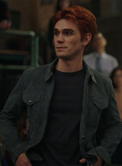 Archie Andrews Riverdale Grey Suede Leather Jacket