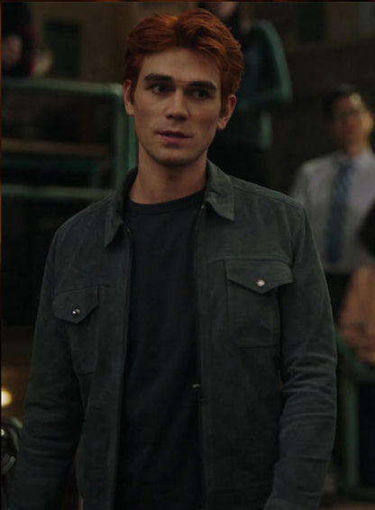 Archie Andrews Riverdale Grey Suede Leather Jacket