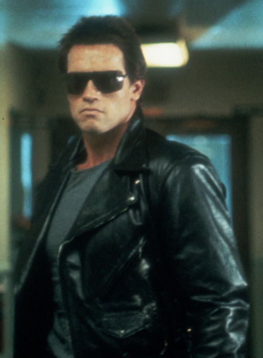 Arnold Schwarzenegger The Terminator Black Leather Jacket