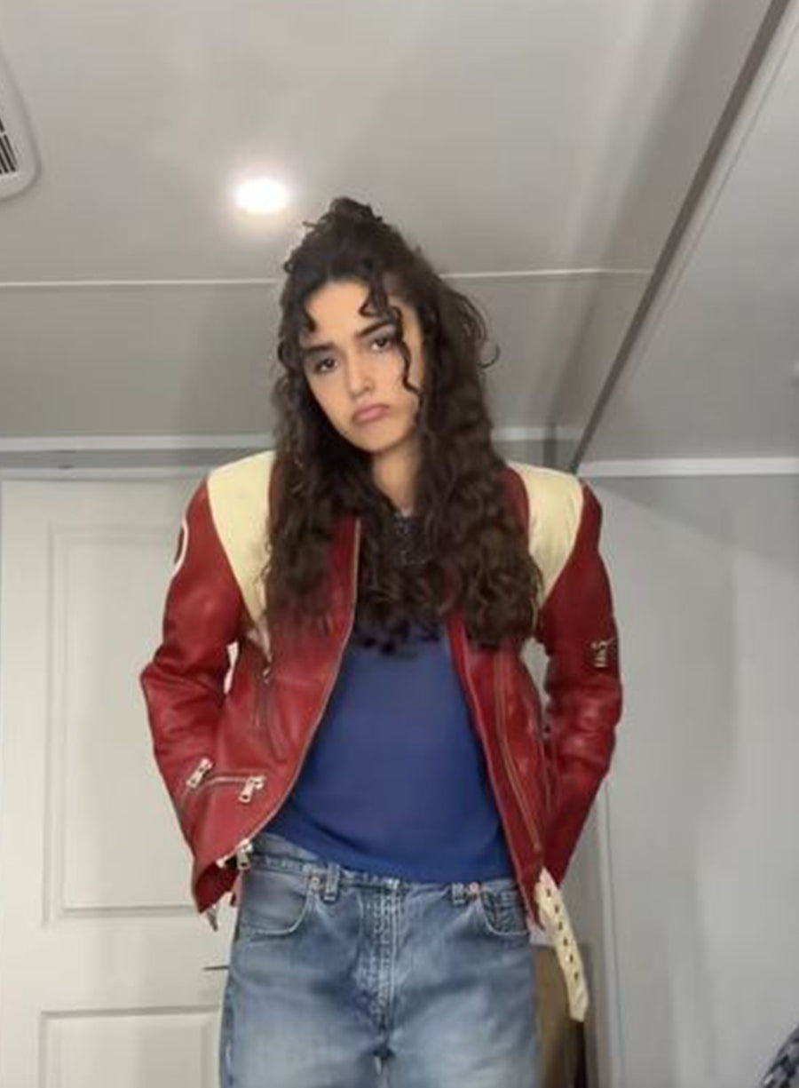 Asha Banks My Fault London 2025 Red Leather Jacket