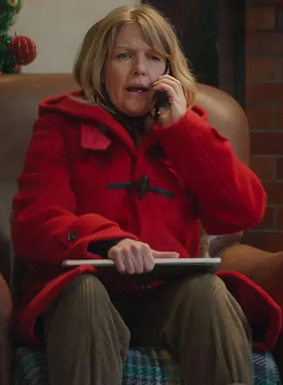 Ashley Jensen Man Vs Baby Red Wool Coat