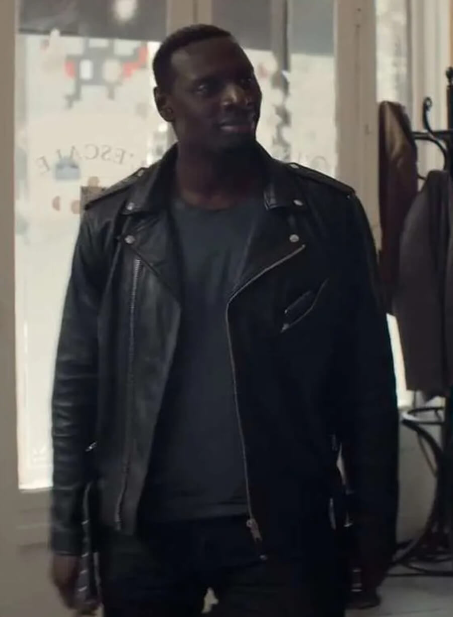 Assane Lupin S03 Black Leather Jacket