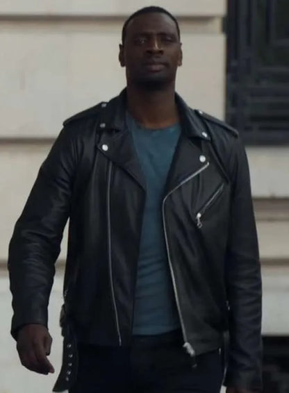 Assane Lupin S03 Black Leather Jacket