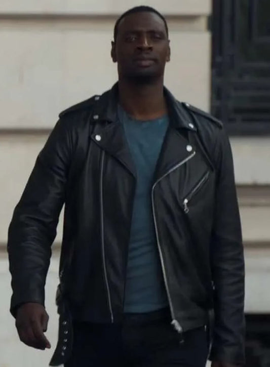 Assane Lupin S03 Black Leather Jacket