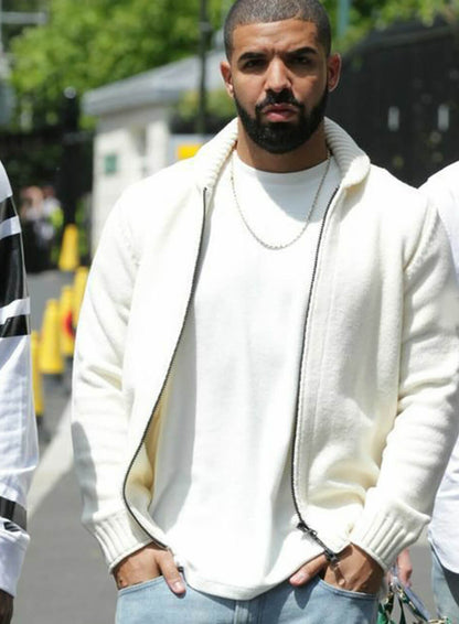 Aubrey Drake Graham White Wool Jacket
