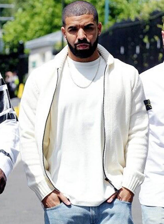 Aubrey Drake Graham White Wool Jacket