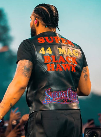 Aubrey Drake Graham Wireless Festival 2025 Black Leather Vest