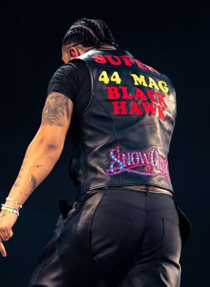Aubrey Drake Graham Wireless Festival 2025 Black Leather Vest