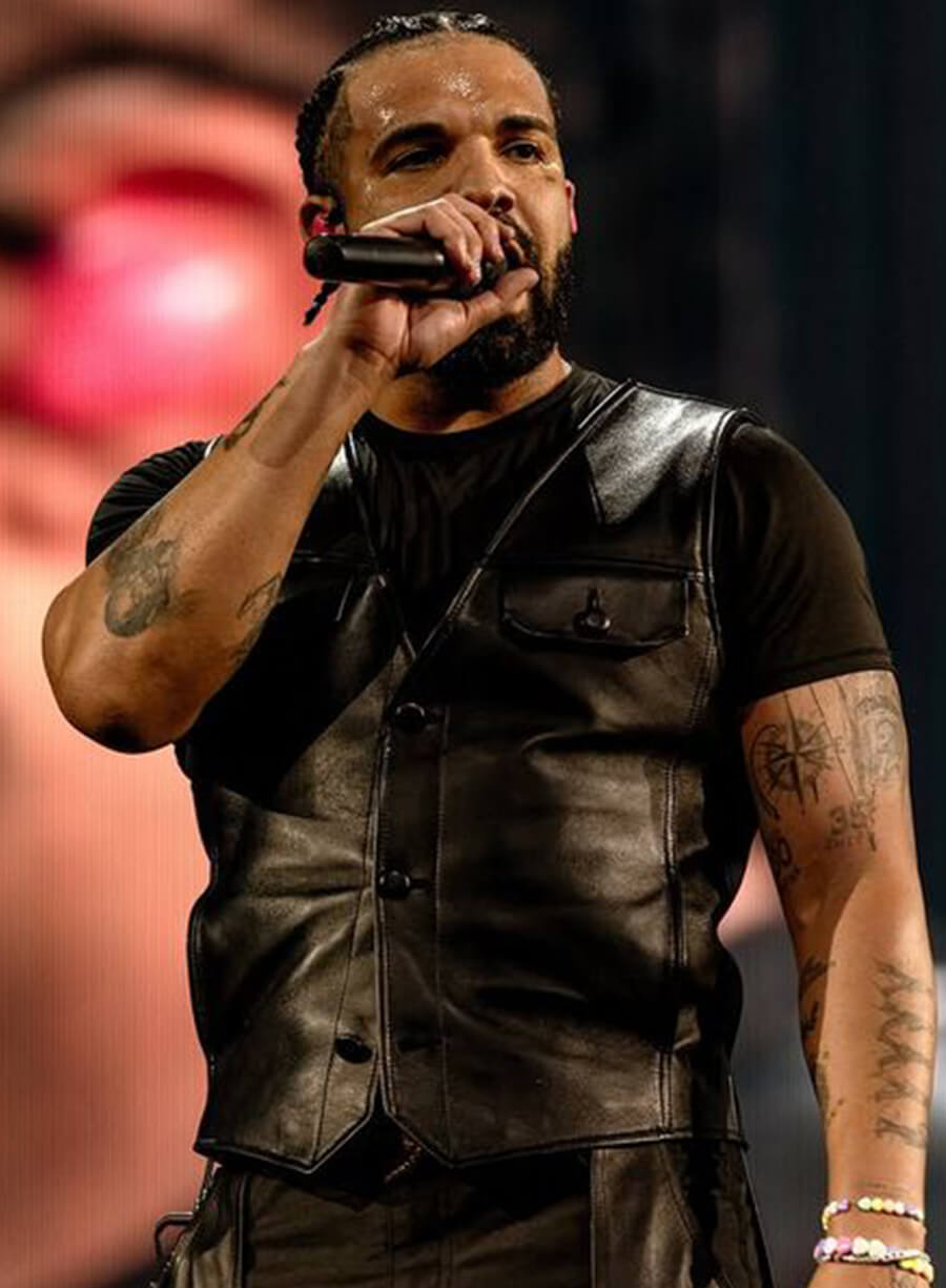 Aubrey Drake Graham Wireless Festival 2025 Black Leather Vest