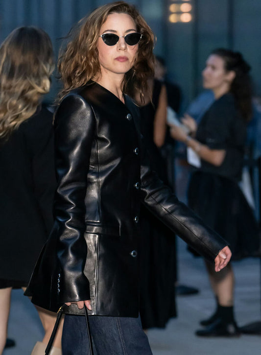 Aubrey Plaza Black Leather Jacket