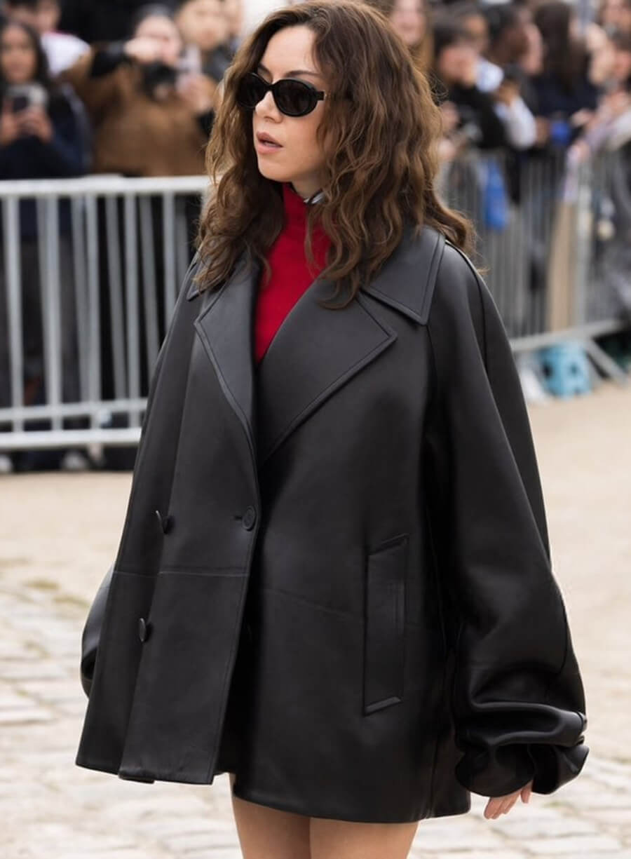 Aubrey Plaza Paris Fashion Leather Jacket