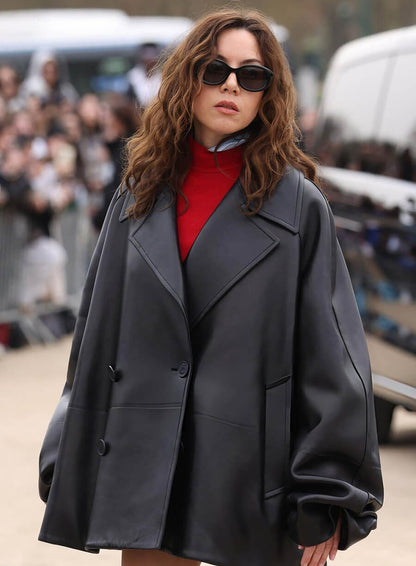 Aubrey Plaza Paris Fashion Leather Jacket