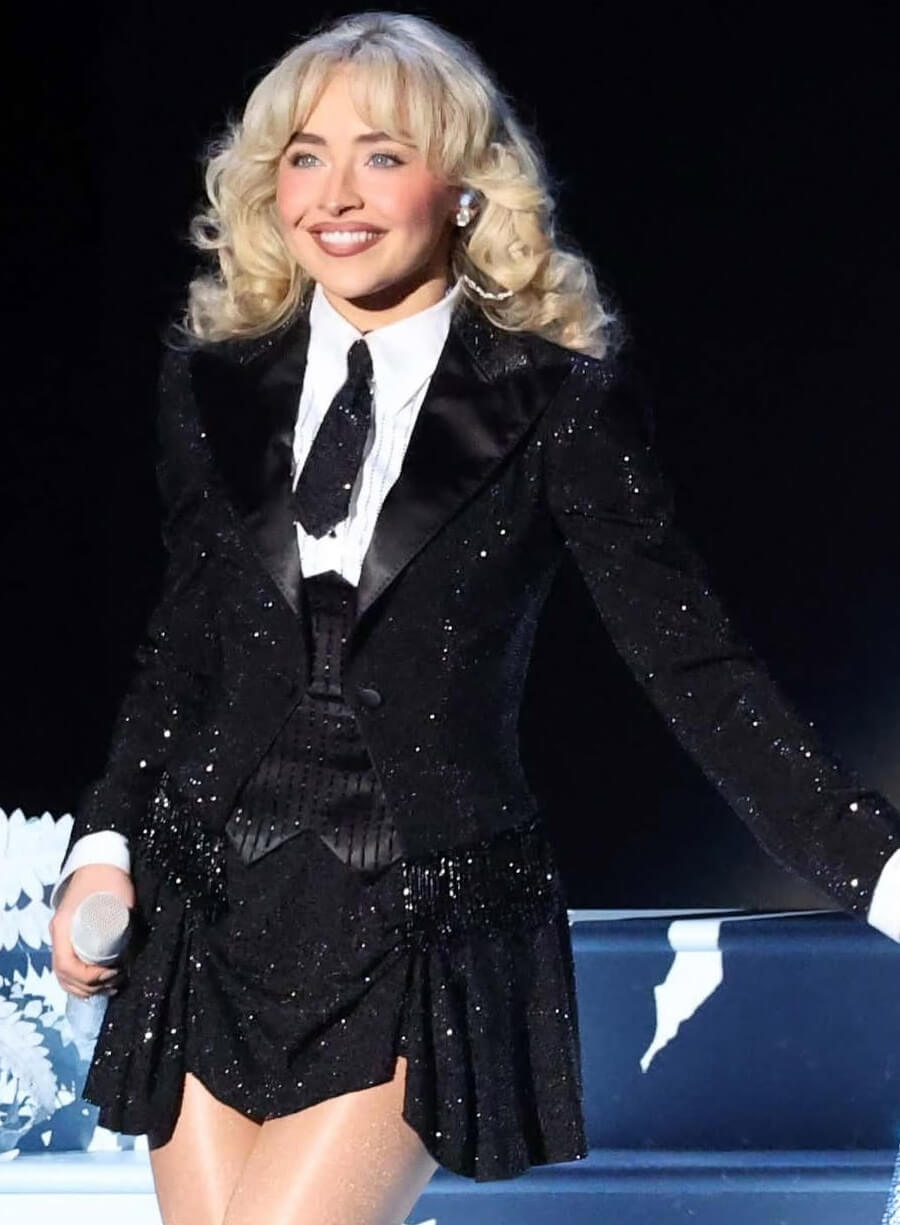 Awards Sabrina Carpenter Black Sequin Blazer