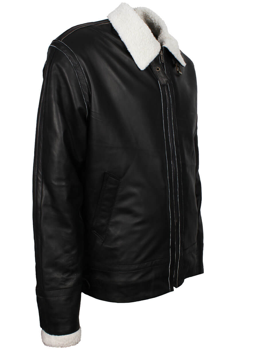 B3 Fur Lined Black Leather Jacket
