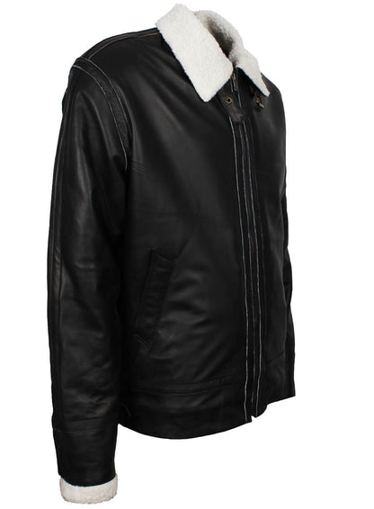 B3 Fur Lined Black Leather Jacket