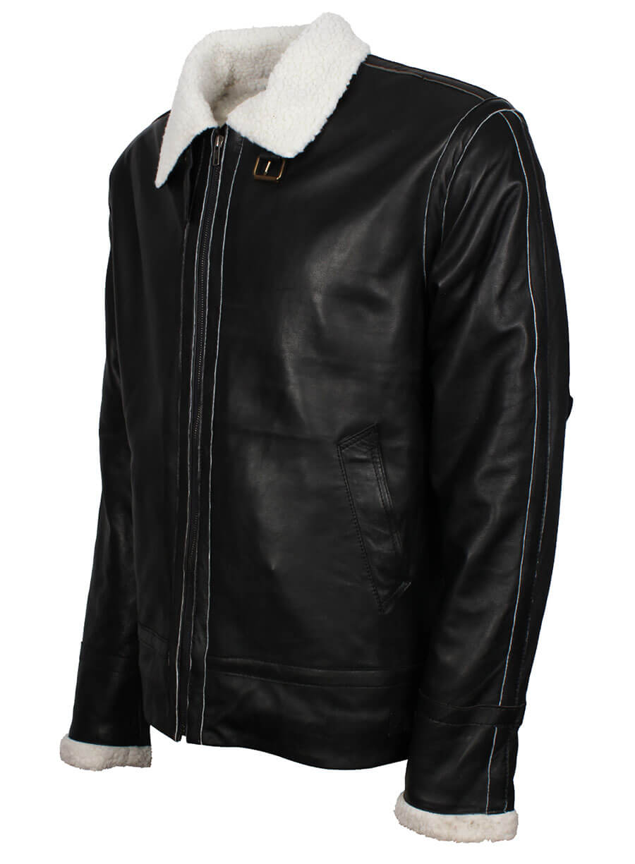 B3 Fur Lined Black Leather Jacket