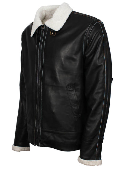 B3 Fur Lined Black Leather Jacket