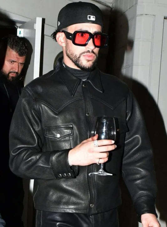 Bad Bunny Black Leather Jacket