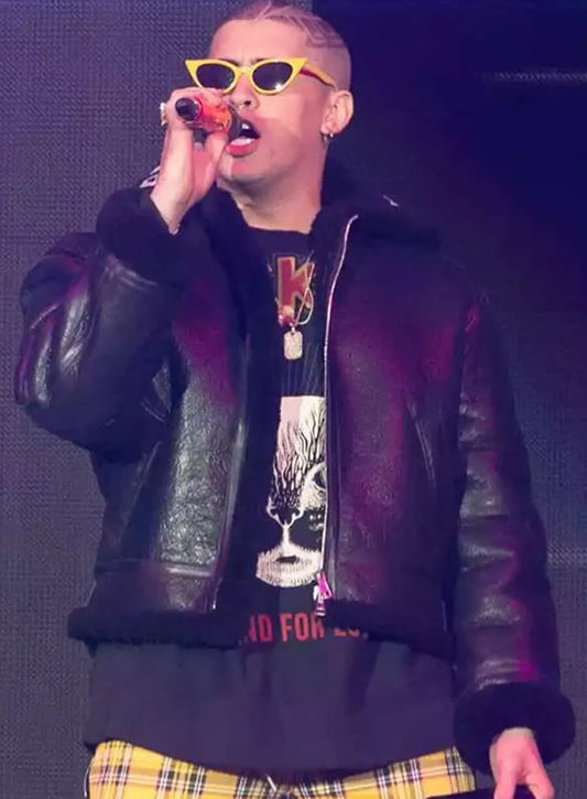 Bad Bunny Shearling Leather Jacket