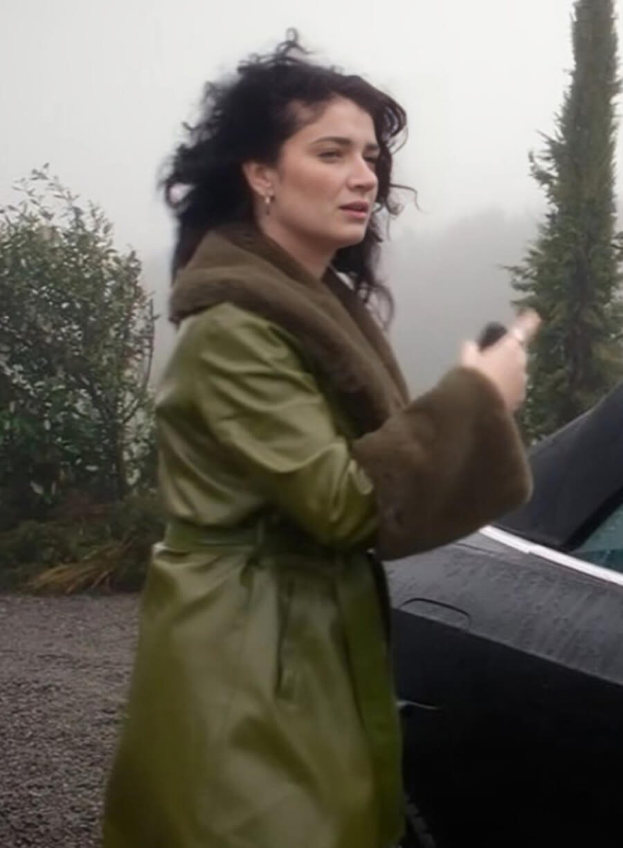 Becka Garvey Bad Sisters S02 Green Leather Coat