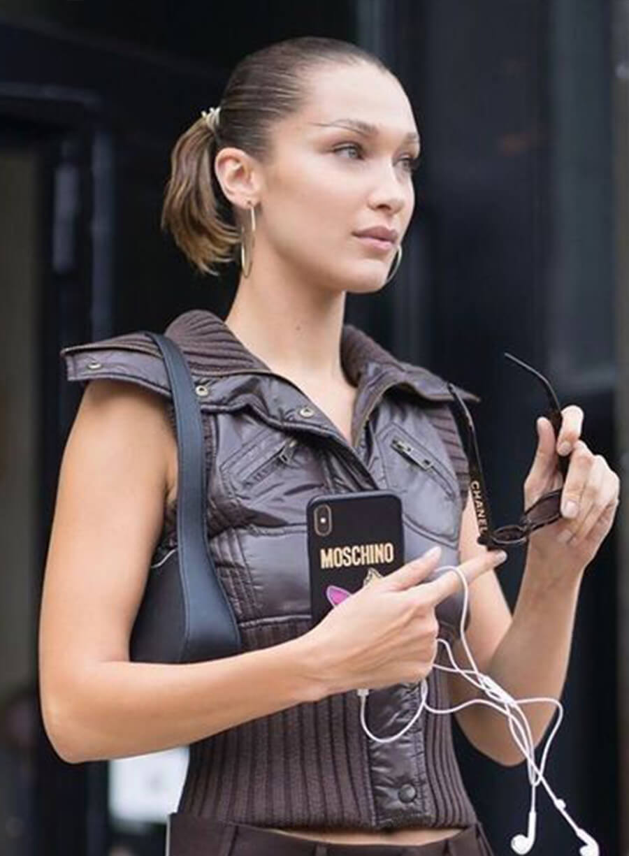 Bella Hadid Burgundy Leather Vest