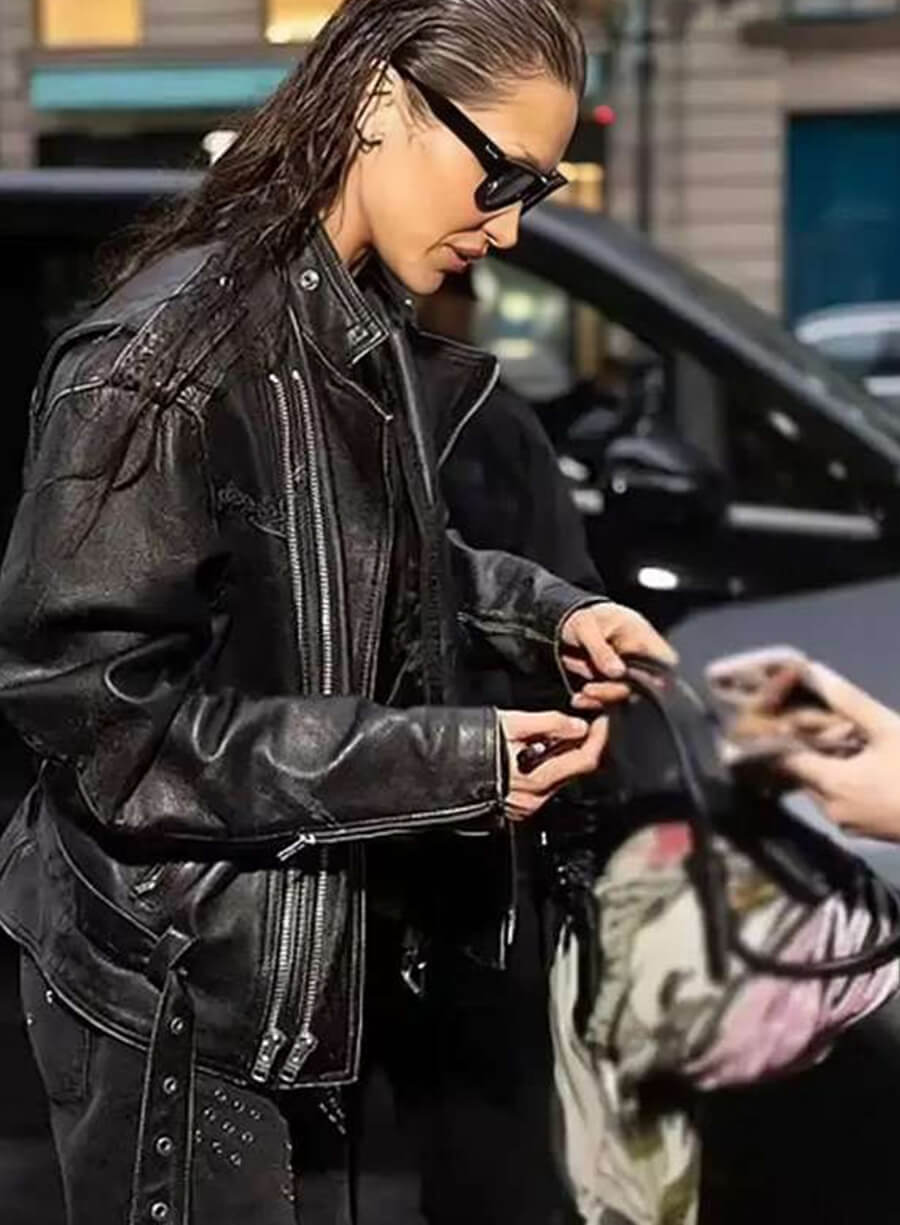 Bella Hadid The Beauty Black Leather Jacket