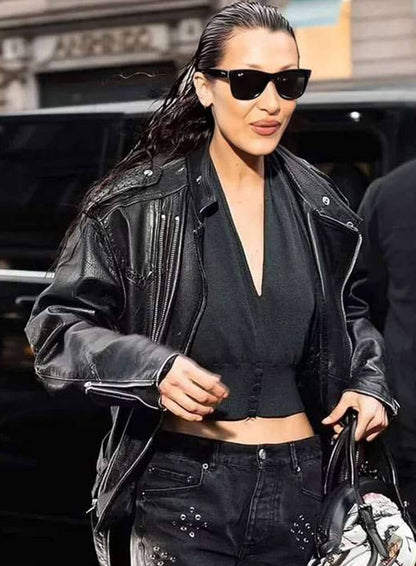 Bella Hadid The Beauty Black Leather Jacket