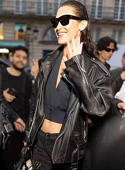 Bella Hadid The Beauty Black Leather Jacket