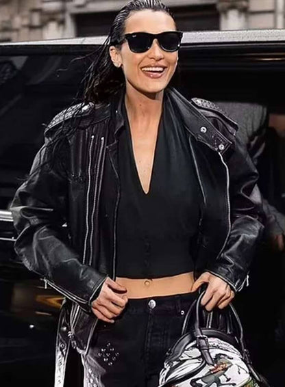 Bella Hadid The Beauty Black Leather Jacket