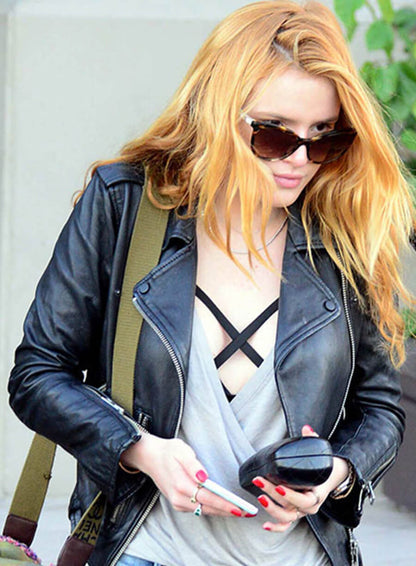 Bella Thorne Black Biker Leather Jacket