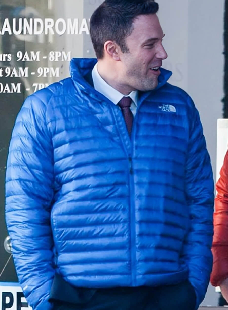  Ben Affleck The Accountant Puffer Blue Jacket