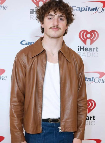 Benson Boone Slow It Down Brown Leather Jacket
