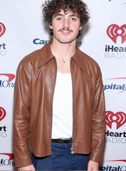 Benson Boone Slow It Down Brown Leather Jacket